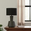 HomeRoots 29" Distressed Black Solid Wood Urn Table Lamp With Black Drum Shade - 2 of 4