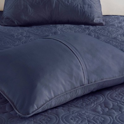 Navy King Microfiber Reversible Quilted Bedspread Set