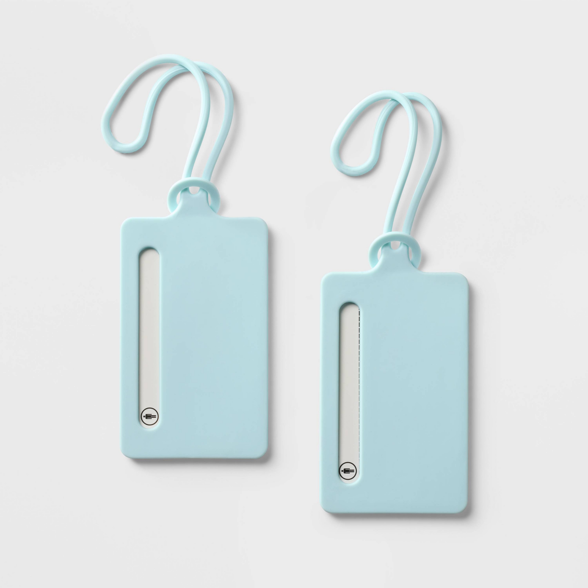 2pk Silicone Luggage Tag Muddy Aqua - Open Story™️: Flap Closure, Travel Accessories