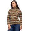 24seven Comfort Apparel Multicolor Geo Pring Long Sleeve Turtle Neck Top - 2 of 4
