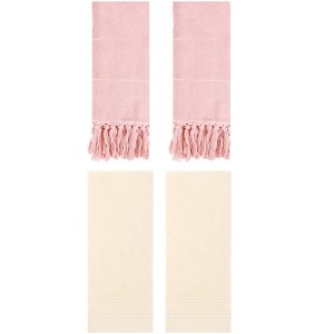 REGALWOVEN 4 Packs Striped and Tassels Hand Towels for Bathroom 14" x 30" - 1 of 4