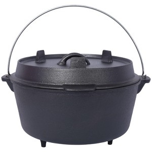 SEVOBAL Grill Cookware Outdoor Camping Pot with Skillet Lid for Group Cooking and Campfire Use Area, Black, 13"*13"*9.2" - 1 of 4