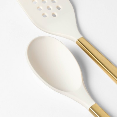 4pc Silicone/Stainless Steel Kitchen Utensil Set Champagne - Figmint