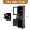 63" Tall Bathroom Storage Cabinet with Glass Doors, Free-Standing, Two Drawers, and Adjustable Shelves, MDF Board - Leovsnove - 3 of 4