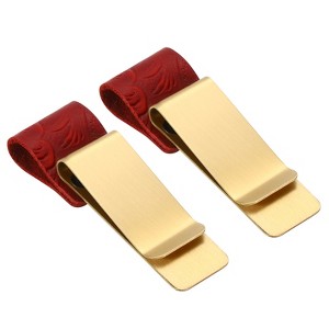 Unique Bargains Stainless Steel Carved Sleeve Pen Loop Clip for Notebook 2 Pcs - 1 of 4