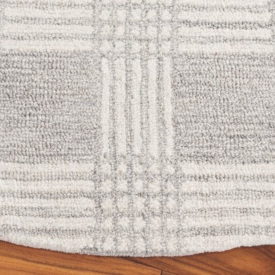 Ivory and Gray Round Handmade Tufted Wool Rug