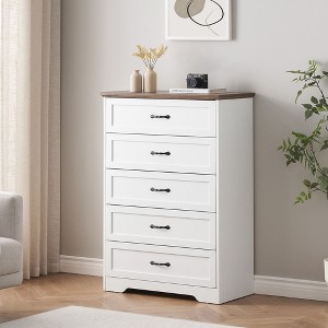 Jojoka Farmhouse Chest of Drawer with Metal Handles,Modern Storage Organizer with Anti-Collapse Design for Living Room - 1 of 4