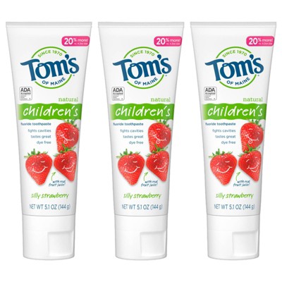 Tom's of Maine Anticavity Children's Silly Strawberry Toothpaste - 3pk/5.1oz
