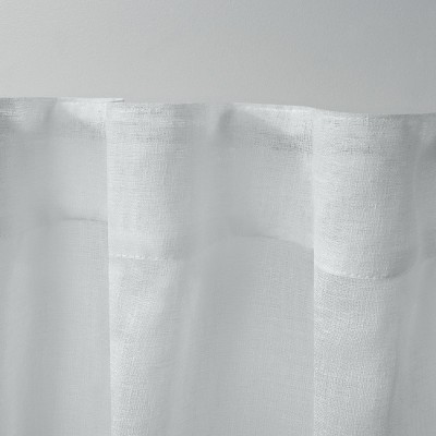 Silver Sheer Linen Look Room-Darkening Curtain Panels