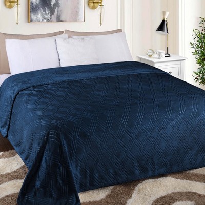 Diamond Flannel Embossed Fleece Blanket by Blue Nile Mills