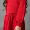 Hope & Henry Girls' Organic Long Sleeve Balloon Sleeve Sweater Dress, Red Chevron, 3 - 4 of 4