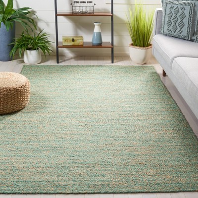 Geordie Green and Natural Hand-Knotted Wool Area Rug, 5' x 8'