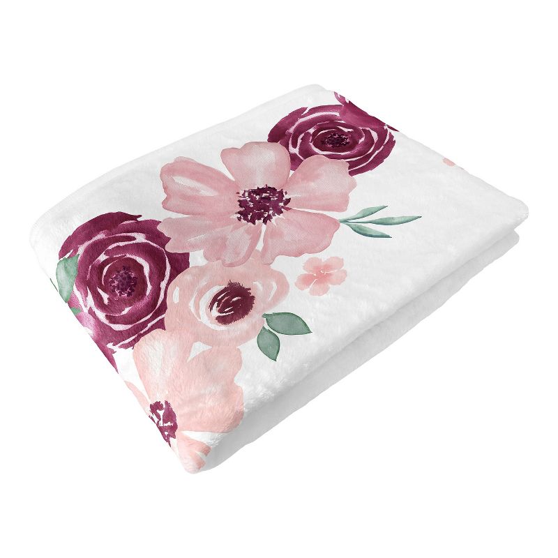 Sweet Jojo Designs Girl Baby Milestone Blanket Watercolor Floral Red Pink and Grey, 6 of 7
