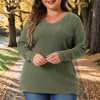 Women's Plus Size Long Sleeve V-Neck Decorative Buttons Soft Stretch Knit Blouses - Agnes Orinda - 2 of 4