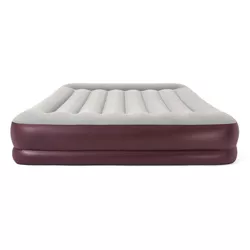 Bestway 67699E-BW Pavillo Tritech Easy to Set Up Queen Size Inflatable Portable Air Induced Mattress with Tight Sealing Plug, Maroon
