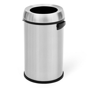 17 Gallon/65 Liter Trash Can, Stainless Steel Rubbish Bin, Commercial Grade Waste Container, Round Garbage Can for Home Office - 1 of 4
