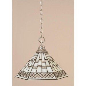 Toltec Lighting Any 1 - Light Pendant in  Chrome with 16" Pewter Art Glass Shade - 1 of 1