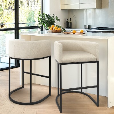 Vatros Upholstered Counter Stool with Metal Frame