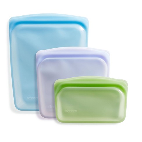 Stasher Reusable Silicone Storage Bag, Food Storage Container, Microwave  and Dishwasher Safe, Leak-free, Bundle 4-Pack, Clear + Aqua