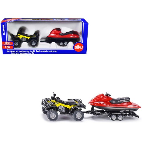 1:50 Diecast Metal Model Toy Quad ATV With Jet-Ski Trailer Children Gifts