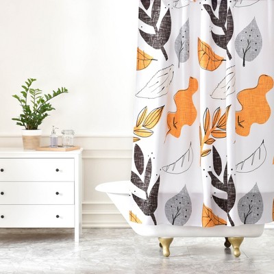 Fall Leaves Shower Curtain White Deny, Harvest Gold Shower Curtain