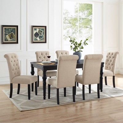 7-Piece Dining Set with Turned-Leg Table and 6 Chairs