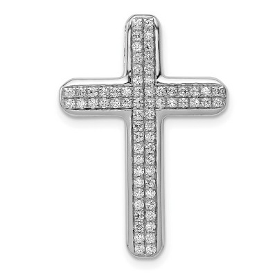 Black Bow Jewelry 14k White Gold 1/2 Ctw Diamond Latin Cross Slide Pendant, 19 x 29mm