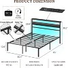 Queen Bed Frame with Led Lights and Charging Station Bed Frame with Headboard and Under Bed Storage Metal Platform Bedframe and Storage Shelf - 2 of 4