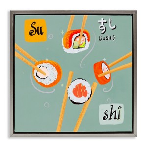 Stupell Industries Tasty Sushi Party Gathering Black Framed Floater Canvas Wall Art - 1 of 4