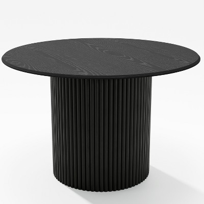Dovelina Black Wood Dining Table Round Kitchen Table for 6 People