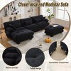 U Shaped Velvet Cloud Couch with 2 Ottomans,118" Modular 5 Seater Sectional Sofa with Bolster Armrest Pillows for Living Room-Baofuwish - 2 of 4