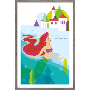 Trends International Disney The Little Mermaid - Ariel with Castle Framed Wall Poster Prints - 1 of 4