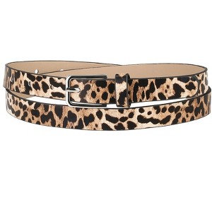 Allegra K Women's Skinny Cute Animal Printed Pants Dress Thin Faux Leather Waist Belts - 1 of 4