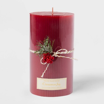 Ribbed Scented Pillar Candle Red - Threshold™
