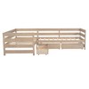 Whisen L-Shaped Twin Size Platform Bed with 3 Storage Drawers, Solid Pine & MDF Construction, Slatted Suppor - Natural - 4 of 4