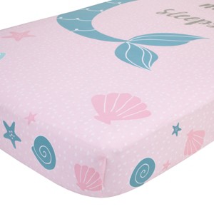 NoJo Sugar Reef Mermaid Photo Op 100% Cotton Fitted Crib Sheet, A Little Mermaid Sleeps Here - 1 of 4