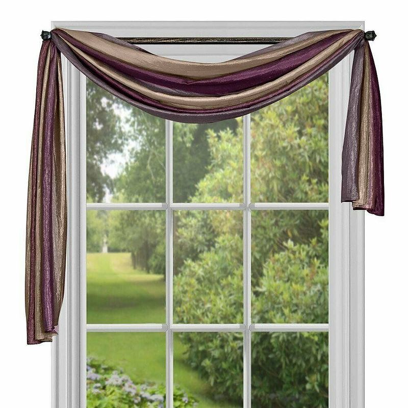 GoodGram Royal Ombre Crushed Semi Sheer Complete 3 Pc. Window Curtains & Scarf Set, 2 of 4