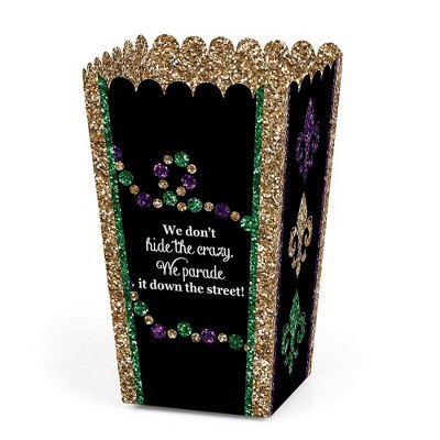 Big Dot of Happiness Mardi Gras - Masquerade Party Popcorn Favor Treat Boxes - Set of 12