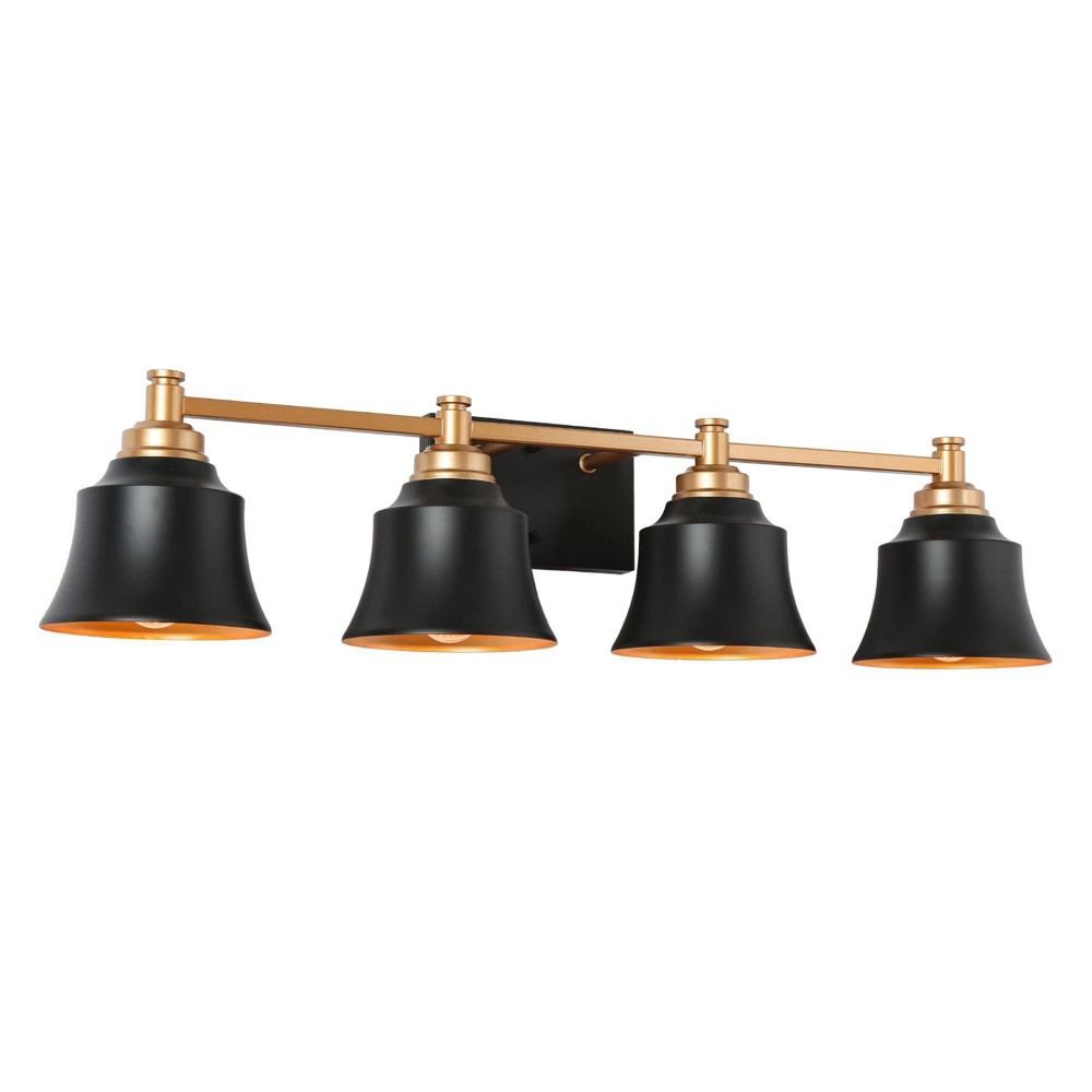 Photos - Light Bulb LNC Phapricornus 30" 4-Light Matte Black and Matte Gold LED Vanity Light B