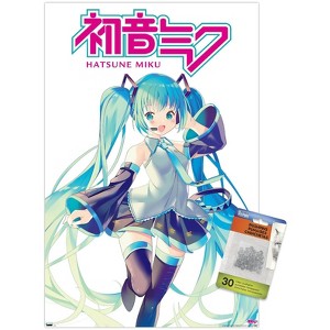 Trends International Hatsune Miku - Hatsune Miku Feature Series Unframed Wall Poster Print Clear Push Pins Bundle 14.725" x 22.375" - 1 of 4