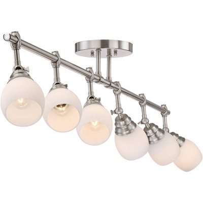 Elm Park Brushed Nickel 6-Light Adjustable Track Fixture with Glass Shades