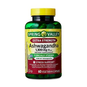 Spring Valley Extra Strength Ashwagandha Dietary Supplement, 1300 mg, 60 Vegetarian Capsules - 1 of 4