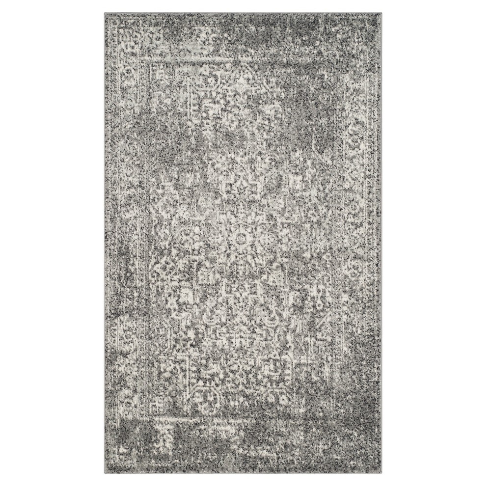 Beige/Light Blue Medallion Loomed Accent Rug 2'2inx4'