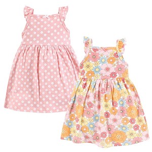 Hudson Baby Girls Cotton Dresses, Peace Love And Flowers - 1 of 3