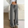 Womens Pants Casual Striped Elastic Waist Straight Leg Long Pants - 3 of 4