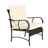 Outdoor 3 Pcs Furniture Set, Wicker Furniture Sets with Rattan Chair and Coffee Table, Sofas with Steel Frame and PE Cushions-Coolbibila - 4 of 4