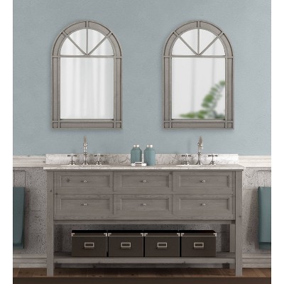 Gray Wood Rustic Arch Wall Mirror, 27.5" x 40"