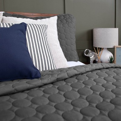 Slate Gray Full/Queen Microfiber 3-Piece Quilt Set
