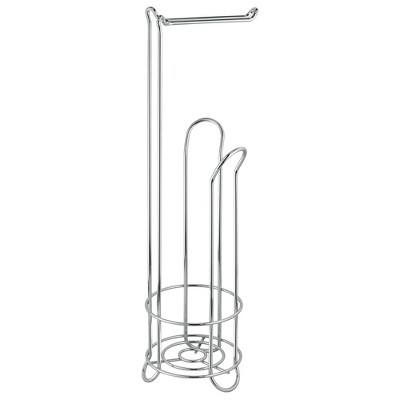 iDesign Toilet Paper Holder Stand - Bathroom Storage with 3-Roll Reserve - Chrome