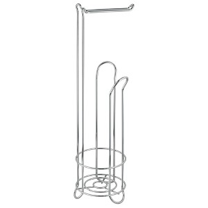 iDesign Toilet Paper Holder Stand - Bathroom Storage with 3-Roll Reserve - Chrome - 1 of 4